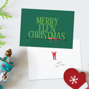 Elf Shenanigans Greeting Sign Christmas Card
