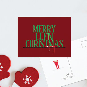 Elf Shenanigans Greeting Sign Christmas Postcard