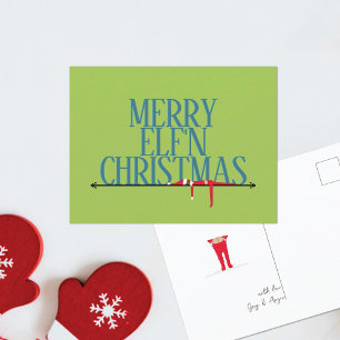 Elf Shenanigans Greeting Sign Christmas Postcard