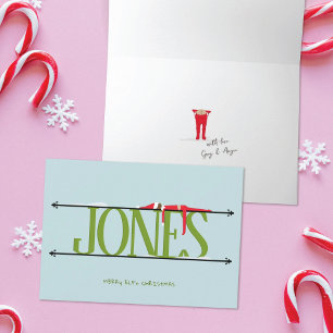 Elf Shenanigans Name Sign Green & Blue Folded Card