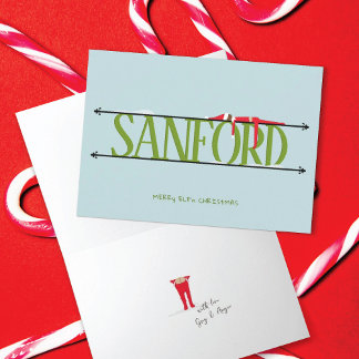 Elf Shenanigans Name Sign Green & Blue Folded Card
