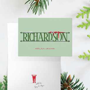 Elf Shenanigans Name Sign Green Folded Card