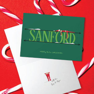Elf Shenanigans Name Sign Hunter Green Folded Card