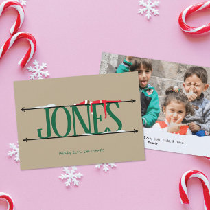Elf Shenanigans Name Sign Photo Christmas Card