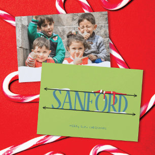 Elf Shenanigans Name Sign Photo Christmas Card