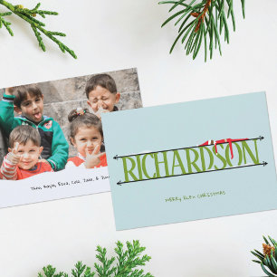Elf Shenanigans Name Sign Photo Christmas Card