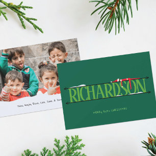 Elf Shenanigans Name Sign Photo Christmas Card