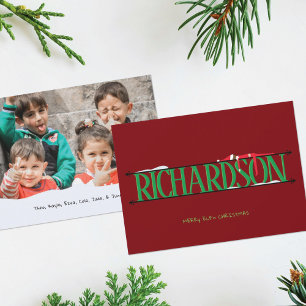 Elf Shenanigans Name Sign Photo Christmas Card