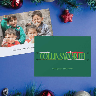 Elf Shenanigans Name Sign Photo Christmas Card