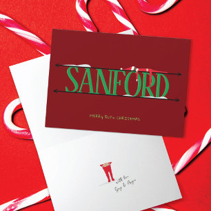 Elf Shenanigans Name Sign Red & Green Folded Card
