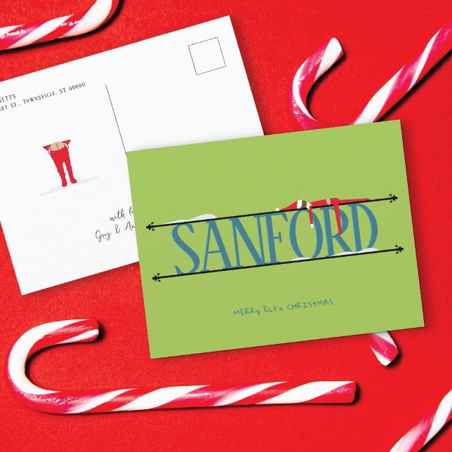 Elf Shenanigans Teal & Green Christmas Postcard (Creator Uploaded)