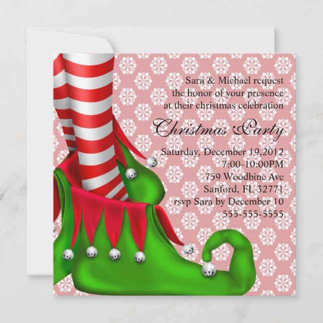 elf shoe christmas invitation (Front)