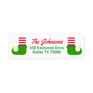 Elf Shoes Christmas Return Address Label