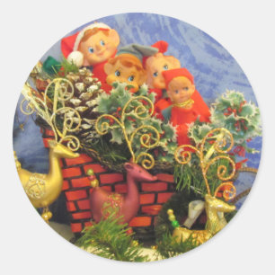 Elf Sleigh Classic Round Sticker