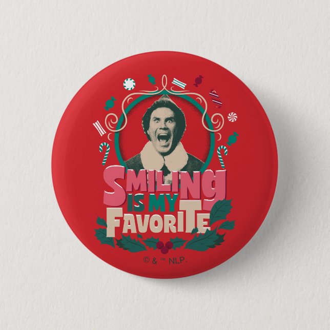 Elf - Smiling is My Favourite 6 Cm Round Badge (Front)