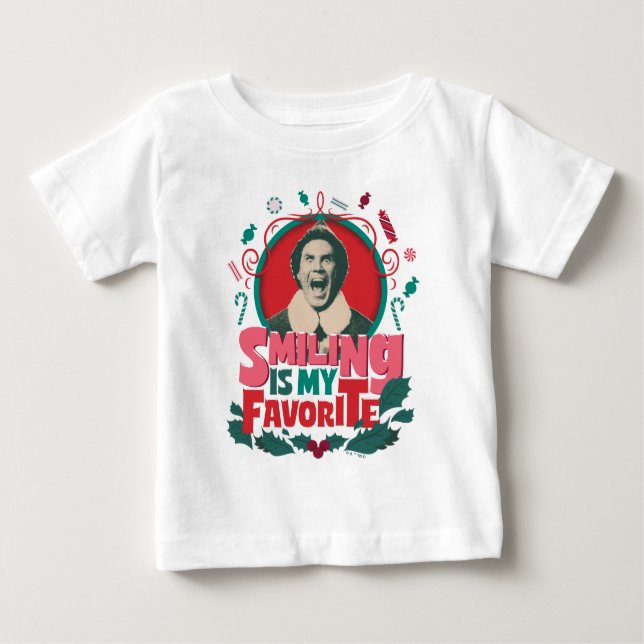 Elf - Smiling is My Favourite Baby T-Shirt (Front)