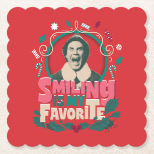 Elf - Smiling is My Favourite Paper Coaster