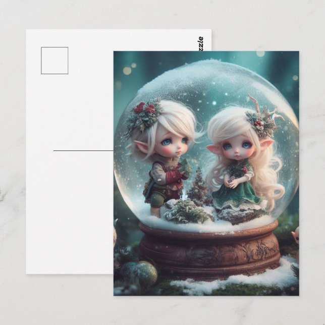 Elf Snowglobe Postcard (Front/Back)