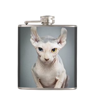 Elf Sphinx Cat Photograph Hip Flask