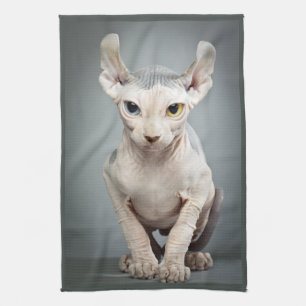 Elf Sphinx Cat Photograph Tea Towel