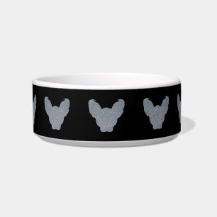 Elf Sphynx Cat Heads Silver Pattern Black Bowl
