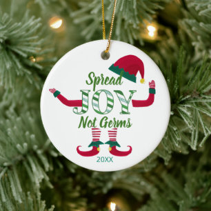 elf spread joy not germs 2020 covid19 memory ceramic ornament