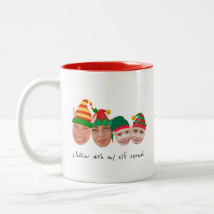 Elf squad 4 photos Christmas Two-Tone Coffee Mug