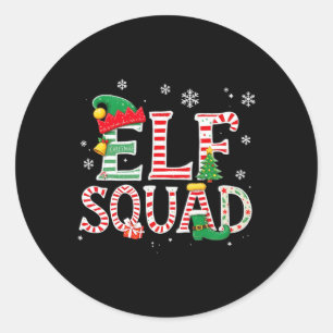 Elf Squad Christmas Family Matching Pyjamas Kids F Classic Round Sticker