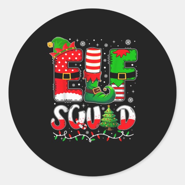 Elf Squad Christmas Family Matching Xmas Elf Pajam Classic Round Sticker (Front)