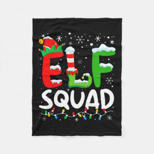 Elf Squad Christmas Family Matching Xmas Elf Pajam Fleece Blanket