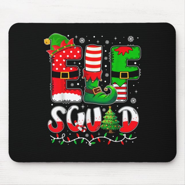Elf Squad Christmas Family Matching Xmas Elf Pajam Mouse Pad (Front)