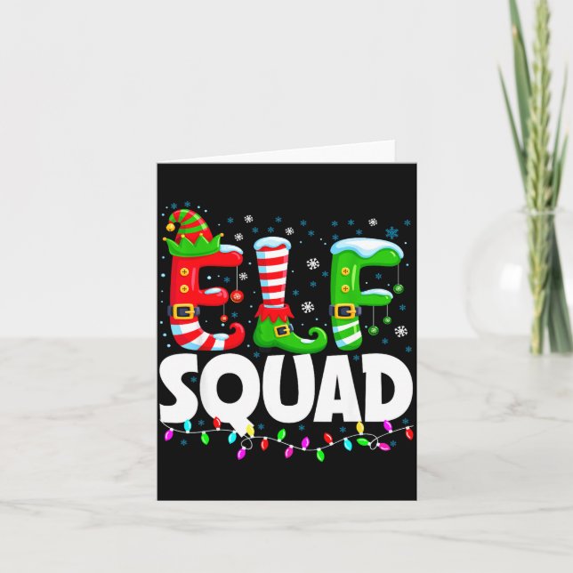 Elf Squad Christmas Family Matching Xmas Pajamas  Card (Front)