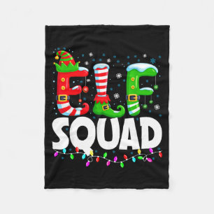 Elf Squad Christmas Family Matching Xmas Pajamas Fleece Blanket