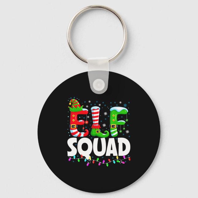 Elf Squad Christmas Family Matching Xmas Pajamas  Key Ring (Front)