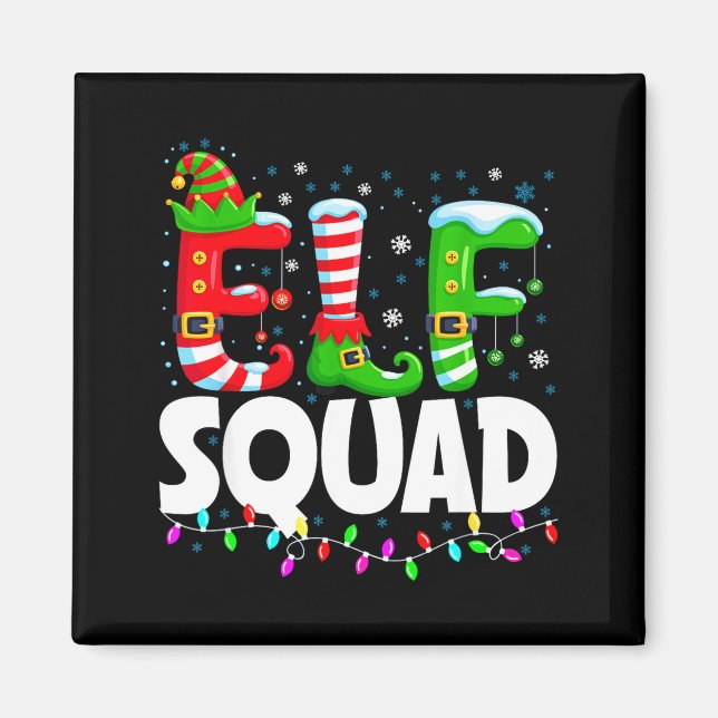 Elf Squad Christmas Family Matching Xmas Pajamas  Magnet (Front)
