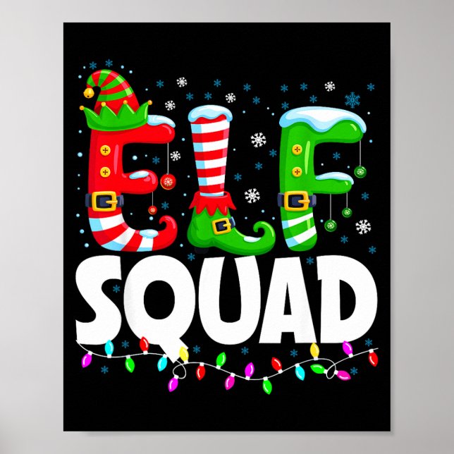 Elf Squad Christmas Family Matching Xmas Pajamas  Poster (Front)