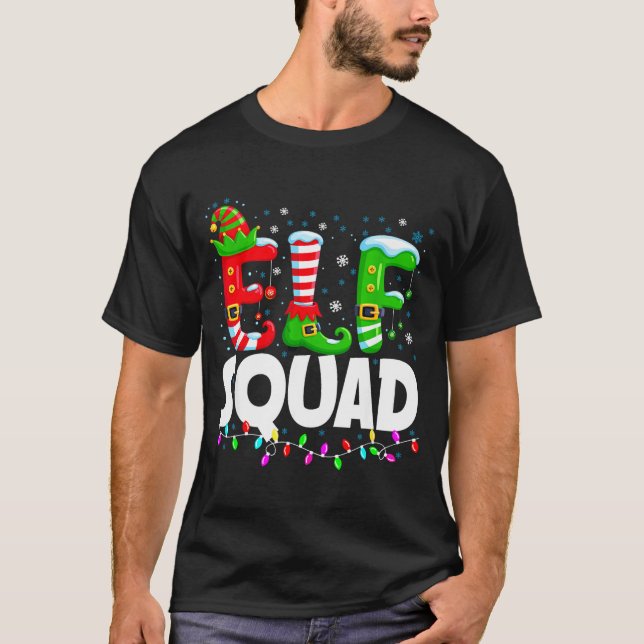 Elf Squad Christmas Family Matching Xmas Pajamas  T-Shirt (Front)
