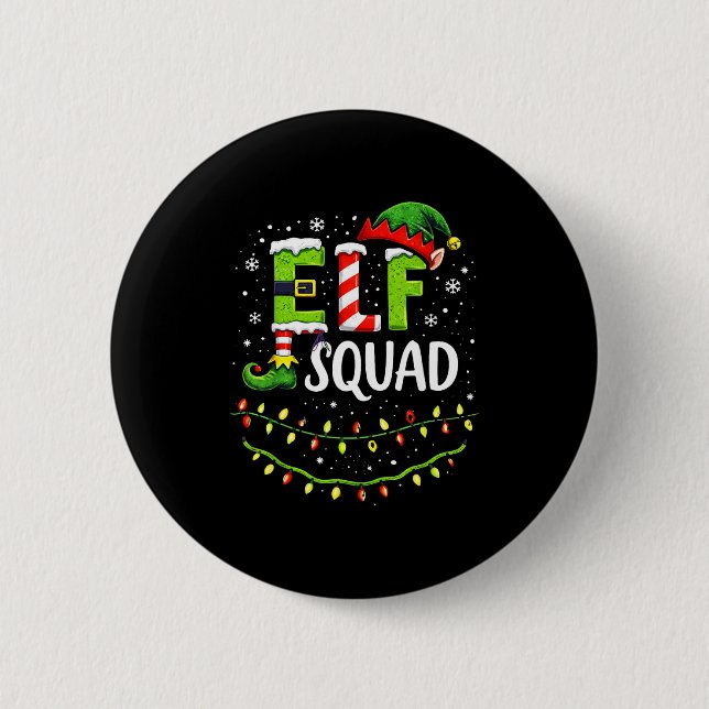 Elf Squad Christmas Lights Matching Holiday Crew  6 Cm Round Badge (Front)