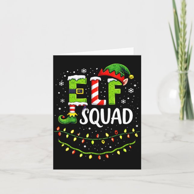 Elf Squad Christmas Lights Matching Holiday Crew  Card (Front)
