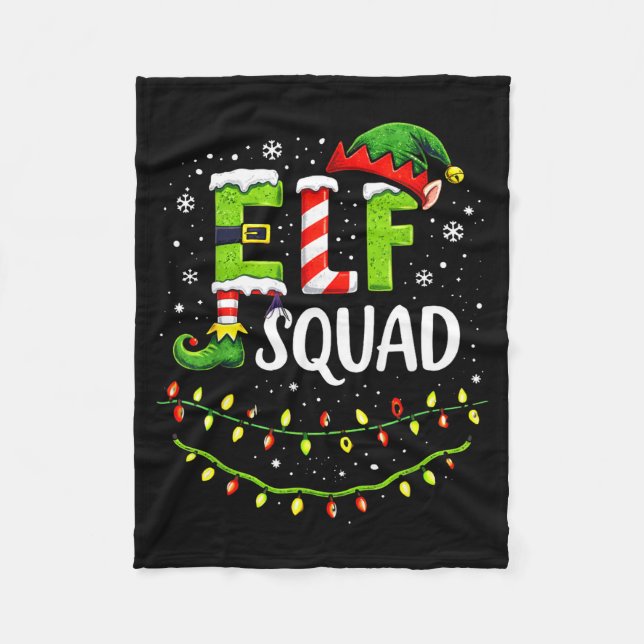 Elf Squad Christmas Lights Matching Holiday Crew  Fleece Blanket (Front)