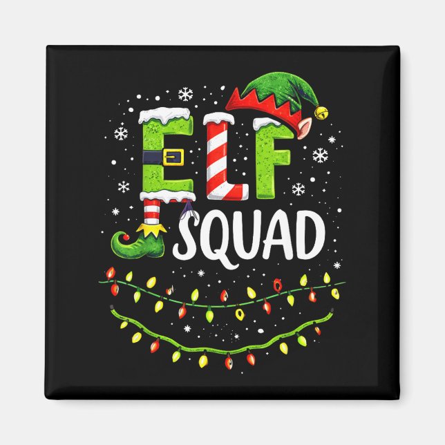 Elf Squad Christmas Lights Matching Holiday Crew  Magnet (Front)