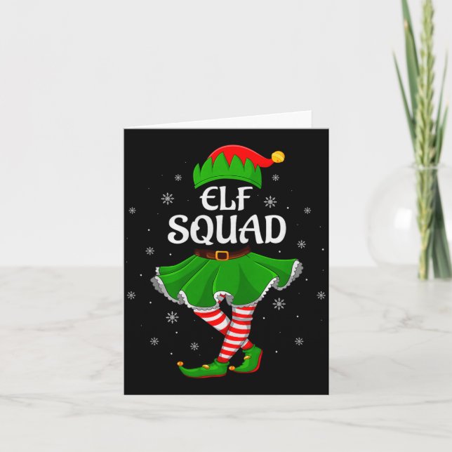 Elf Squad Christmas Matching Family Girls Women El Card (Front)