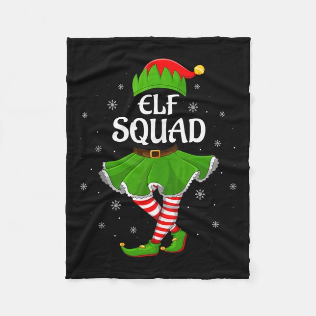 Elf Squad Christmas Matching Family Girls Women El Fleece Blanket (Front)