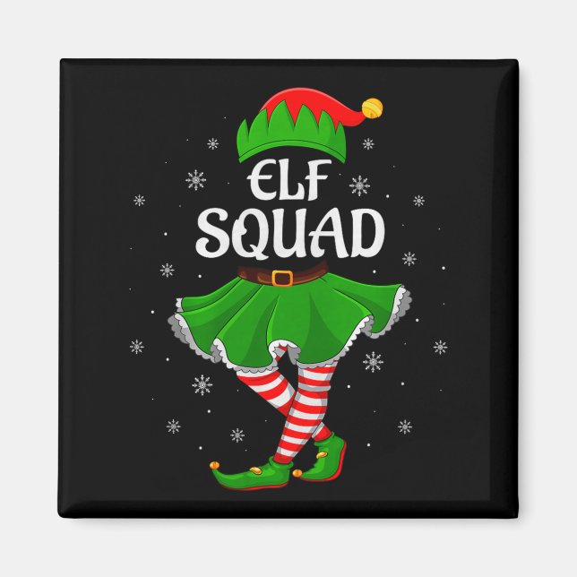Elf Squad Christmas Matching Family Girls Women El Magnet (Front)