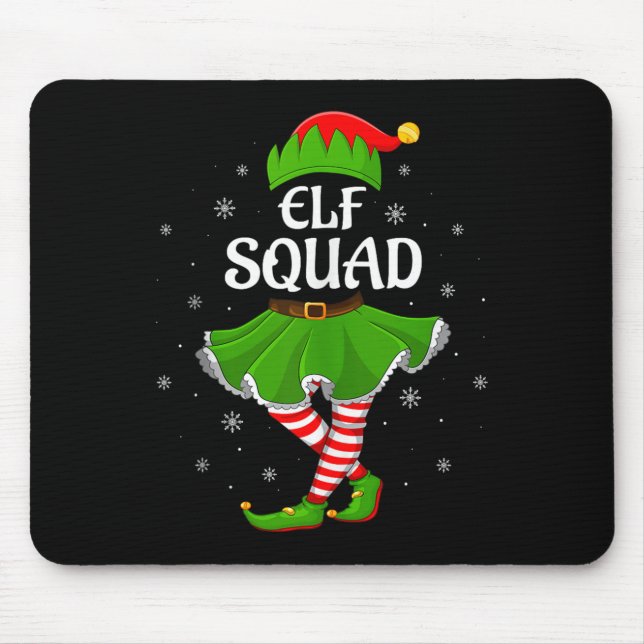 Elf Squad Christmas Matching Family Girls Women El Mouse Pad (Front)