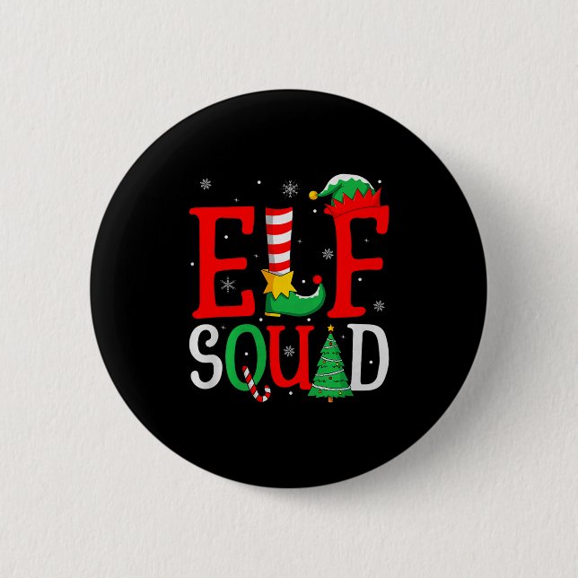 Elf Squad Christmas Matching Family Group Elf Xmas 6 Cm Round Badge (Front)