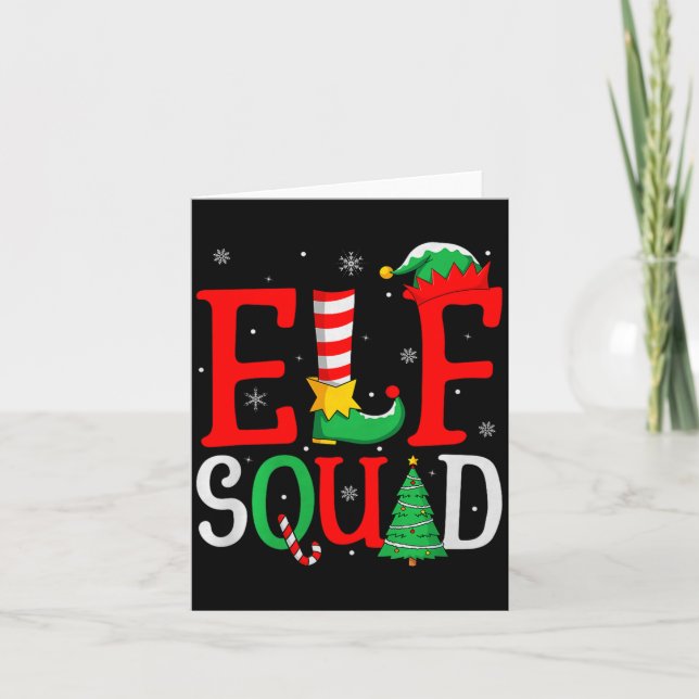 Elf Squad Christmas Matching Family Group Elf Xmas Card (Front)
