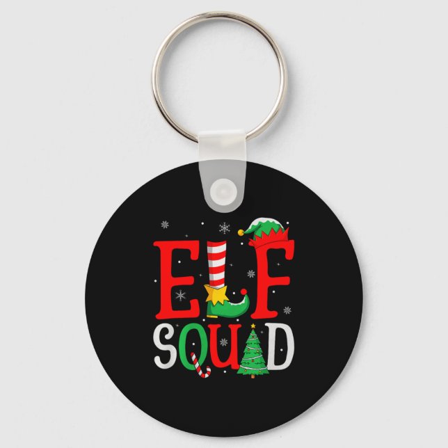 Elf Squad Christmas Matching Family Group Elf Xmas Key Ring (Front)