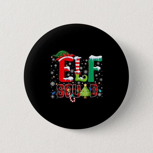 Elf Squad Family Christmas Matching Xmas Pyjamas B 6 Cm Round Badge (Front)