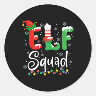 Elf Squad Fun Elf Family Christmas Matching Pajama Classic Round Sticker